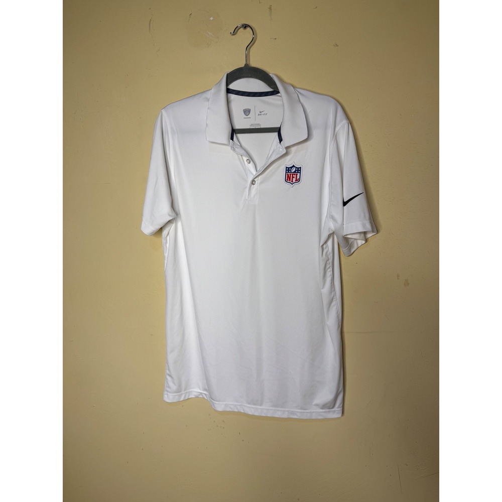Nike NFL Dri-FIT Training‎ Polo Shirt Mens Large White Logo